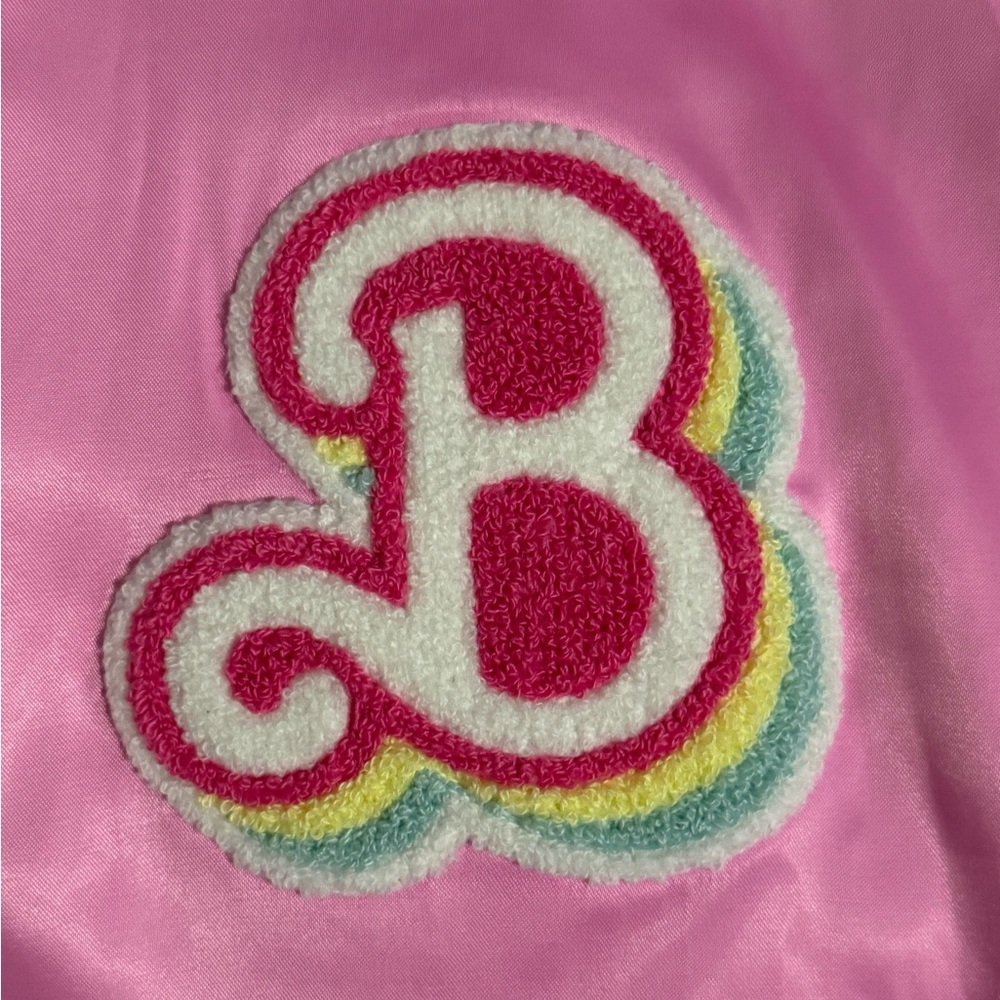 Loungefly Barbie 65th Anniversary Unisex 2X Bomber Jacket Pink Pastel NWT - Picture 2 of 8
